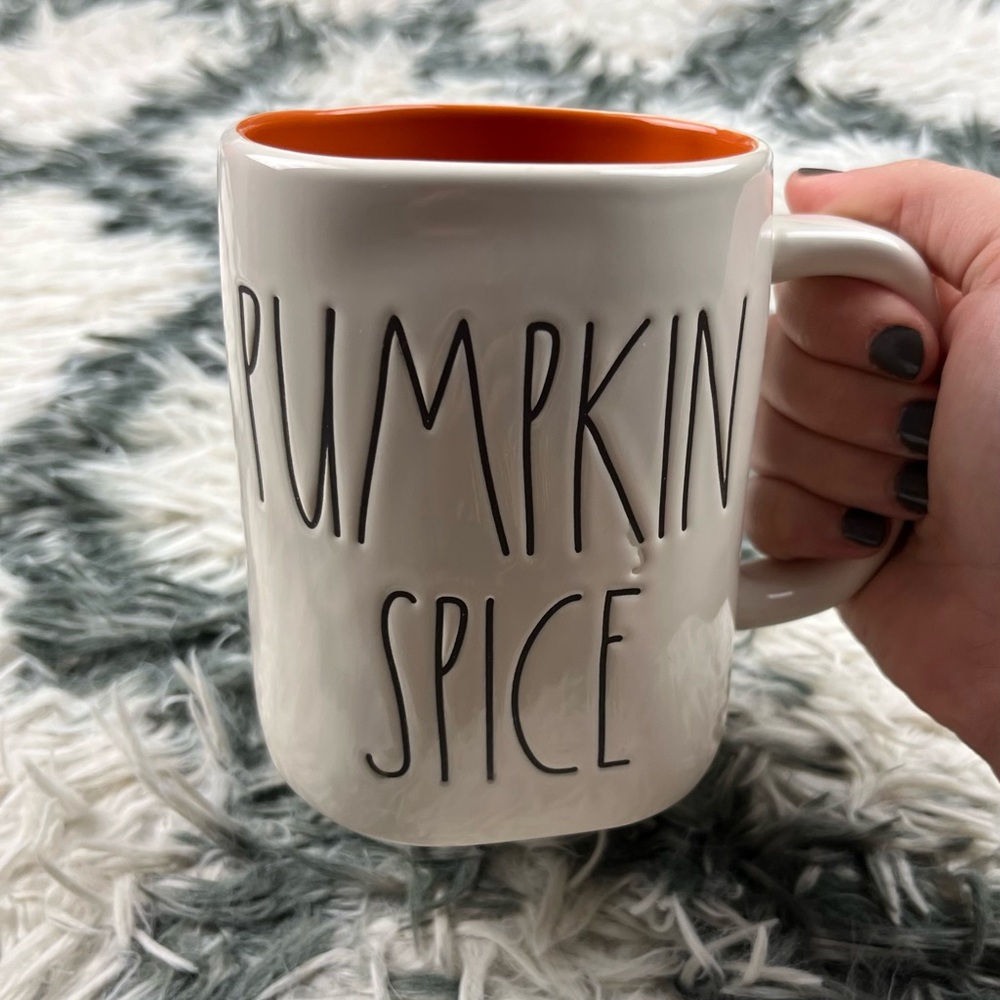 Rae Dunn Pumpkin Spice Mug Orange inside